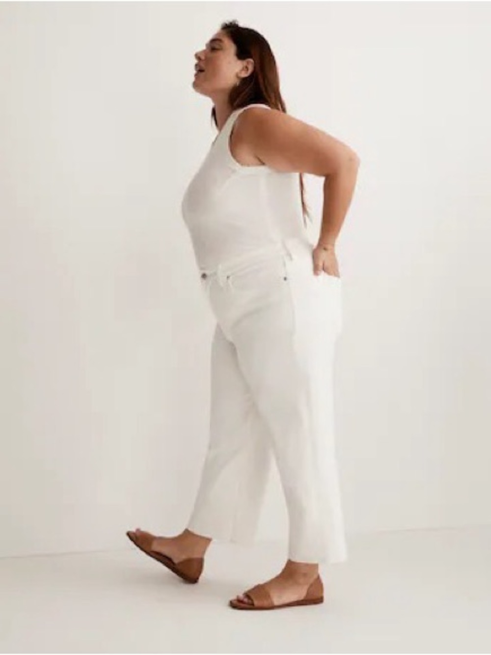 Madewell The Perfect Vintage Wide Leg Crop Jeans Womens 36 Off White